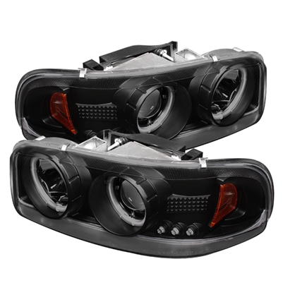 2001 - 2007 GMC Sierra 3500 Projector CCFL Halo Headlights - Black/Smoke