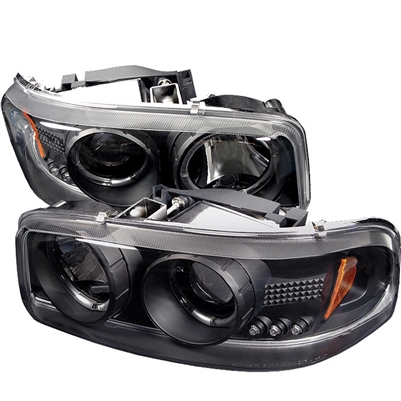 2001 - 2007 GMC Sierra 3500 Projector LED Halo Headlights - Black
