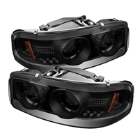 2001 - 2007 GMC Sierra 3500 Projector LED Halo Headlights - Black/Smoke