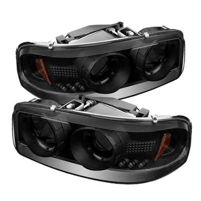 2001 - 2007 GMC Sierra 3500 Projector LED Halo Headlights - Black/Smoke