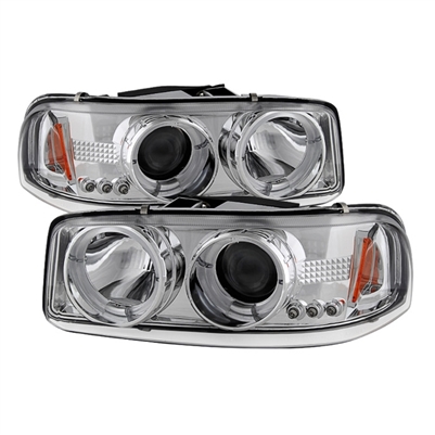 2001 - 2007 GMC Sierra 3500 Projector LED Halo Headlights - Chrome