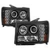 2007 - 2014 GMC Sierra 3500HD Projector LED Halo Headlights - Black