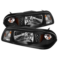 1987 - 1993 Ford Mustang Crystal Headlights - Black