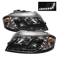 2006 - 2008 Audi A3 Projector DRL Headlights - Black