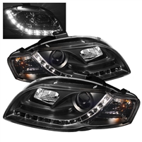 2005 - 2008 Audi A4 Projector DRL Headlights - Black