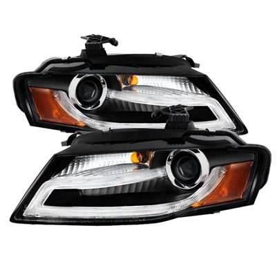 2009 - 2012 Audi A4 Projector DRL Headlights - Black