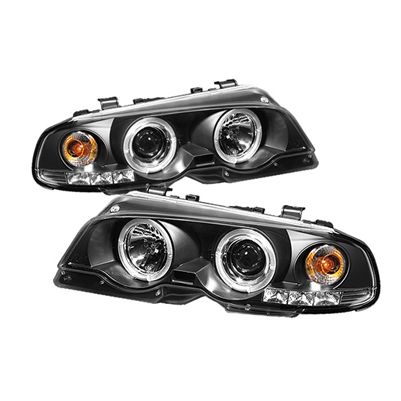 2000 - 2003 BMW 3-Series E46 2DR Projector LED Halo Headlights - Black