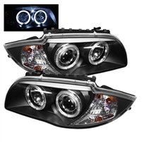 2008 - 2012 BMW 1-Series E87 Projector LED Halo Headlights - Black