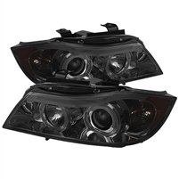 2006 - 2008 BMW 3-Series E90 Projector LED Halo Headlights - Smoke