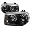2005 - 2010 Chrysler 300C Projector LED Halo Headlights - Black
