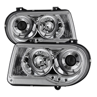 2005 - 2010 Chrysler 300C Projector LED Halo Headlights - Chrome