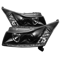 2011 - 2014 Chevy Cruze Projector DRL LED Halo Headlights - Black