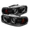 2000 - 2007 GMC Sierra HD Projector CCFL Halo Headlights - Black/Smoke