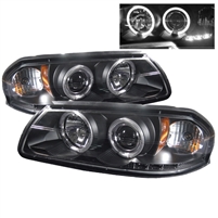 2000 - 2005 Chevy Impala Projector LED Halo Headlights - Black