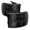 2007 - 2013 Chevy Silverado Projector LED Halo Headlights - Black/Smoke