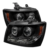 2007 - 2014 Chevy Tahoe Projector LED Halo Headlights - Black/Smoke