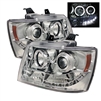 2007 - 2014 Chevy Tahoe Projector LED Halo Headlights - Chrome