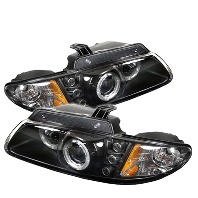 1996 - 2000 Chrysler Town & Country Projector LED Halo Headlights - Black