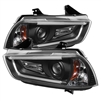 2011 - 2014 Dodge Charger Projector Light Tube DRL Headlights - Black
