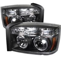 2005 - 2007 Dodge Dakota Projector LED Halo Headlights - Black