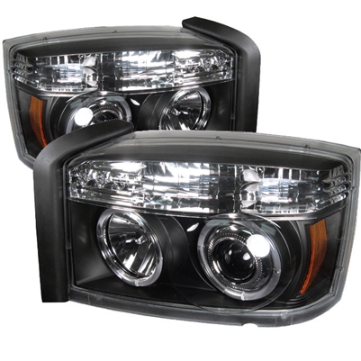 2005 - 2007 Dodge Dakota Projector LED Halo Headlights - Black