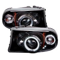 1997 - 2004 Dodge Dakota 1PC Projector CCFL Halo Headlights - Black