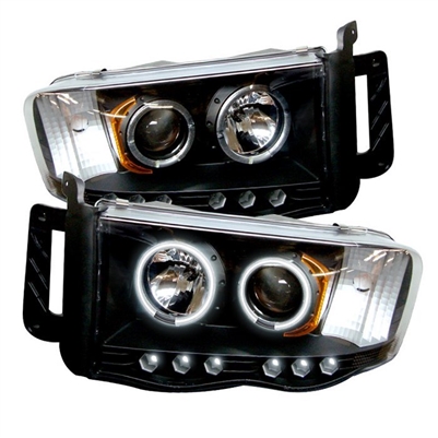 2002 - 2005 Dodge Ram 1500 Projector CCFL Halo Headlights - Black