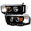 2002 - 2005 Dodge Ram 1500 Projector LED Halo Headlights - Black