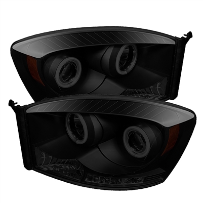 2006 - 2009 Dodge Ram 2500 Projector CCFL Halo Headlights - Black/Smoke