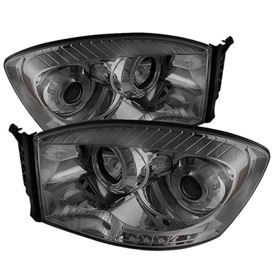 2006 - 2008 Dodge Ram 1500 Projector LED Halo Headlights - Smoke