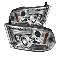 2009 - 2018 Dodge Ram 1500 Projector LED Halo Headlights - Chrome