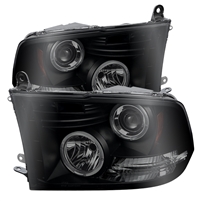 2010 - 2018 Dodge Ram 2500 Projector LED Halo Headlights - Black/Smoke