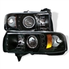 1994 - 2001 Dodge Ram 1500 Projector CCFL Halo Headlights - Black