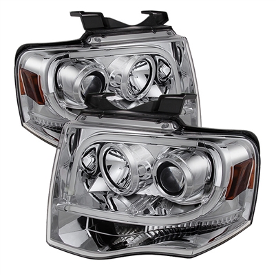 2007 - 2013 Ford Expedition Projector Light Tube DRL Headlights - Chrome