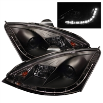 2000 - 2004 Ford Focus Projector DRL Headlights - Black