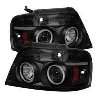 2004 - 2008 Ford F-150 Projector CCFL Halo Headlights - Black/Smoke