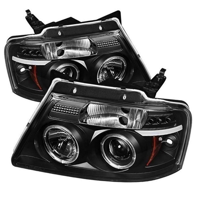 2004 - 2008 Ford F-150 Projector LED Halo Headlights - Black