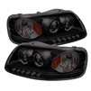 1997 - 2002 Ford Expedition 1PC Projector LED Halo Headlights - Black/Smoke