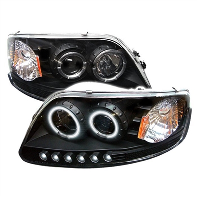 1997 - 2002 Ford Expedition 1PC Projector CCFL Halo Headlights - Black