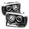 1999 - 2004 Ford Super Duty 1PC Projector LED Halo Headlights - Black