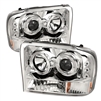 1999 - 2004 Ford Super Duty 1PC Projector LED Halo Headlights - Chrome