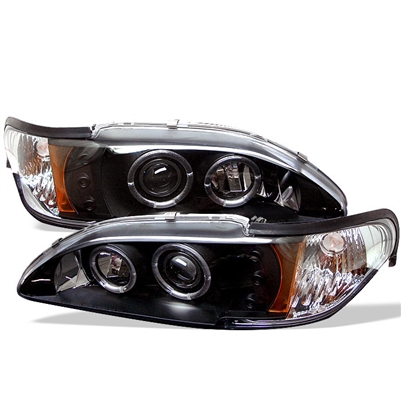 1994 - 1998 Ford Mustang 1PC Projector LED Halo Headlights - Black