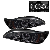 1994 - 1998 Ford Mustang 1PC Projector LED Halo Headlights - Smoke