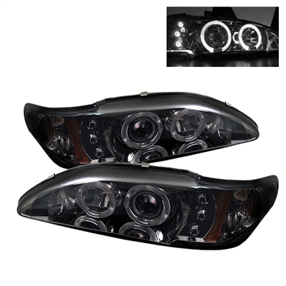 1994 - 1998 Ford Mustang 1PC Projector LED Halo Headlights - Smoke