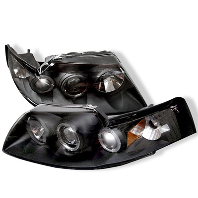 1999 - 2004 Ford Mustang Projector LED Halo Headlights - Black