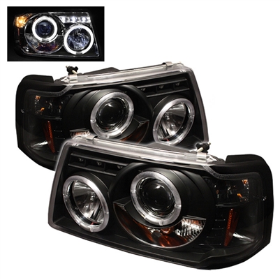 2001 - 2003 Ford Ranger 1PC Projector LED Halo Headlights - Black