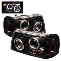 2004 - 2011 Ford Ranger 1PC Projector LED Halo Headlights - Black