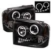 2005 - 2007 Ford Super Duty Projector LED Halo Headlights - Black
