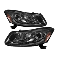 2008 - 2012 Honda Accord 4Dr Projector DRL LED Halo Headlights - Smoke