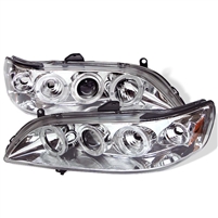 1998 - 2002 Honda Accord 1PC Projector LED Halo Headlights - Chrome